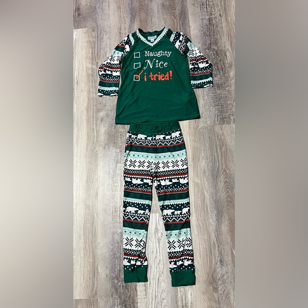 LuLaRoe Green and White Kids Pajama Set